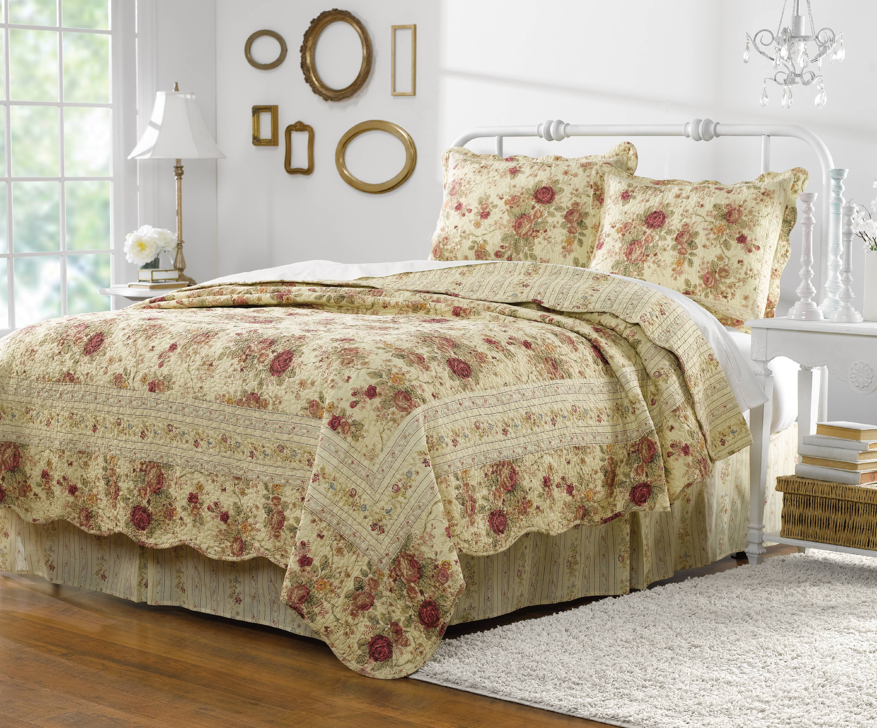 Greenland Home Fashions Antique Rose 100 Cotton Quilt and Pillow Sham
