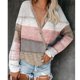 thumbnail image 1 of Suéter casual con cuello en V para mujer, suéter con cuello en V y bloques de color con cuello en V para mujer Suéter con bloques de color a rayas Rendimiento lleno de energía, 1 of 5