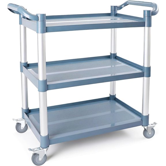 3-Tier Rolling Utility Cart Wheels, 510 lbs Capacity Utility Service Cart, Commercial Kitchen Cart with 4 Lockable Swivel Casters for Restaurant//Warehouse/Office (31.5X 15.75x 37.4 in)