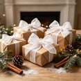 thumbnail image 5 of WWC Burlap Ribbon Roll, 1.5" x 10" Yards Natural Linen Ribbon with Wired Edge, Rustic Christmas Decoration for Bow Making and Gift Wrapping, White, 5 of 6
