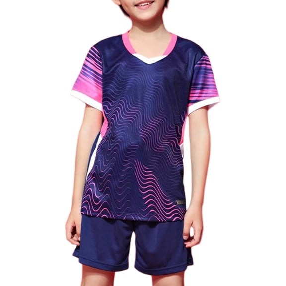 WRKEKC Boys Athletic Sets Short Sleeve Round Neck Solid Color Top and Shorts Training Set Comfortable for 4-17 Years