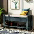 thumbnail image 2 of EUROCO 35" Shoe Rack Storage Bench, Entryway Wood Bench with Cushioned Seat, 2 Drawers and Bottom Shelf, White, 2 of 8