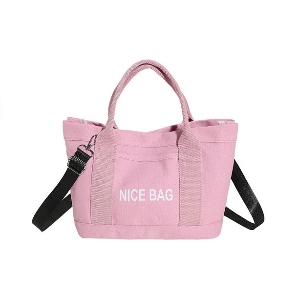 Bolso multicapa de lona con estampado de letras, diseño de nicho, bolso de almuerzo multicapa, bolso de momia, bolso de mano de gran capacidad para mujer