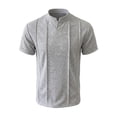 thumbnail image 2 of hoksml Men's Short Sleeve Collared T-Shirt, Vertical Seam Relaxed Fit Soft Top with Stand Mandarin Collar for Business Golf Daily Outdoor Casual Wear, 2 of 6