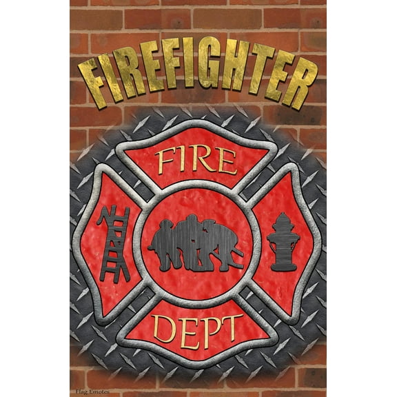 Flag Emotes - Double Sided Garden Flag - Firemans Cross Brick Background
