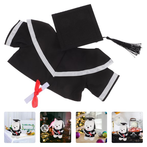 Worgeous 1 Set Small Bear Doll Graduation Cap And Gown Set For Loved Ones Adorable Plush Grad Outfit For Graduation Parties And Photos