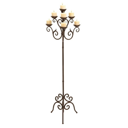 DecMode 19"W, 61"H Metal Traditional Candle Lantern, Brown, 1 - Piece