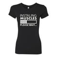 thumbnail image 2 of Wild Bobby Installing Muscles Please Wait Gym/Workout Women Slim Fit Junior Tee, Black, Small, 2 of 5