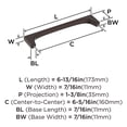 thumbnail image 6 of Amerock Merced 6-5/16 inch (160mm) Center-to-Center Oil-Rubbed Bronze Cabinet Pull, 6 of 7