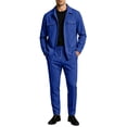 thumbnail image 2 of Kalauyu Two Piece Outfit Sets for Men Long Sleeve Button Down Shacket Jacket and Drawstring Jogger Pants Matching Set Casual Walking Suit, 2 of 7