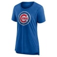 thumbnail image 2 of Women's Royal Chicago Cubs Weathered Official Logo Tri-Blend T-Shirt, 2 of 3