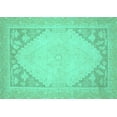 thumbnail image 1 of Ahgly Company Machine Washable Indoor Rectangle Oriental Turquoise Blue Modern Area Rugs, 5' x 7', 1 of 4