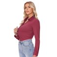 thumbnail image 3 of Camisas con botones para mujer Siliteelon Slim Fit Burgundy 3X, 3 of 9