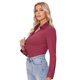 thumbnail image 3 of Camisa con botones Siliteelon para mujer, manga larga, color burdeos, 3 of 9