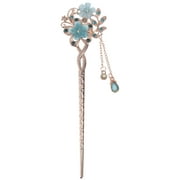 NICEXMAS Vintage Hair Stick Opal Flower Hair Chopsticks Hair Decor Chinese Hairpins Ancient Hair Clip (Blue)