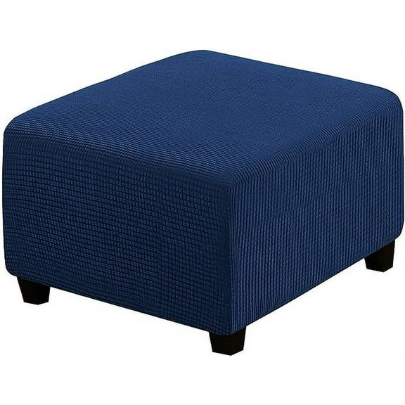 Namzi Super Stretch Soft Ottoman Cover with Elastic Band Footrest Sofa Slipcover Folding Storage Stool Furniture Protector for Square and Rectangle Ottoman (Navy, Large)