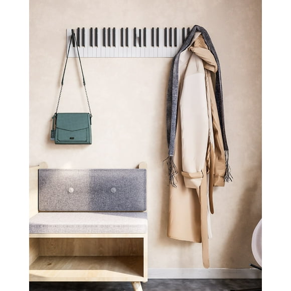 Wall Mounted Piano Coat Rack Multi Hook, Space-Saving Hanger for Entryway Bathroom (29.50 x 6.1 Inc)
