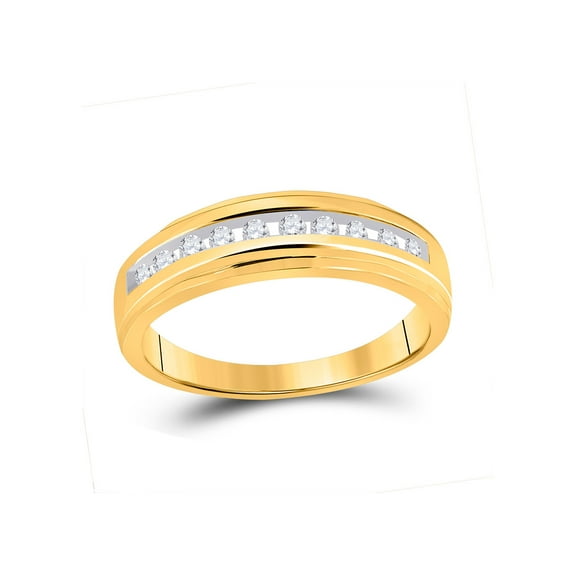 10kt Yellow Gold Mens Round Diamond Wedding Channel-Set Band Ring 1/5 Cttw