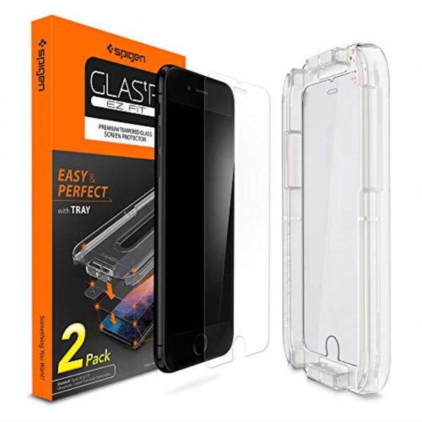 spigen tempered glass screen protector [glas.tr ez fit] designed for iphone 8 plus [5.5 inch