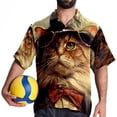 thumbnail image 4 of Retro Cat Men's Short Sleeve Casual Printed Button Down Beach Shirts, 4 of 6