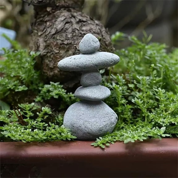 Balanced Stones Statue Aquarium Rock Decor 3.4" Stacked Rock Figurines for Fish Tank Zen Garden Bonsai Accessories Micro Landscape Decorations,1