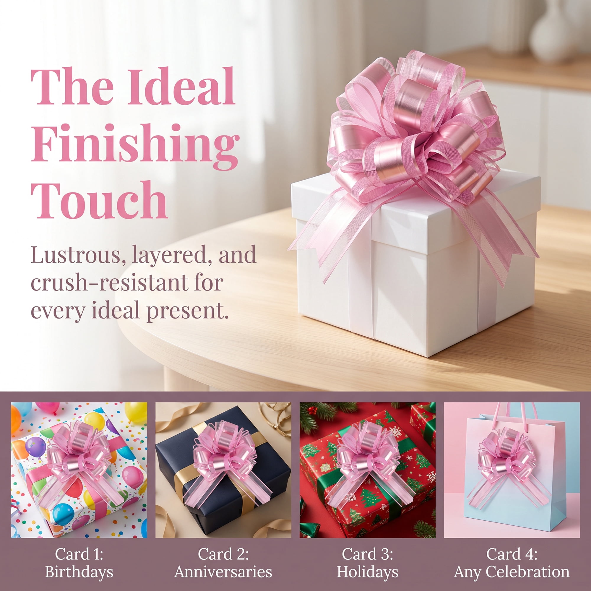 Unique Bargains Elegant Multi-Layered Star Bows for Gift Wrapping and Decoration Pink