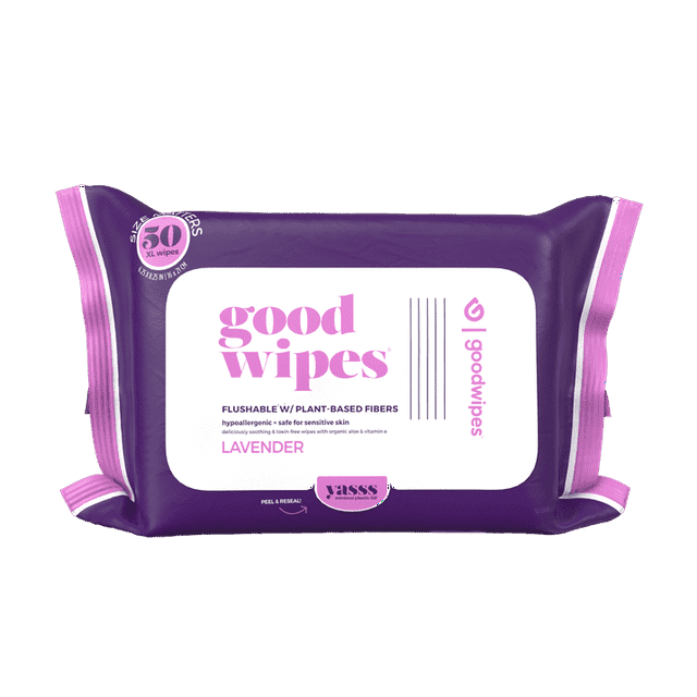 Goodwipes Flushable Butt Wipes, Lavender Scented, 12 Pack, 600 Total Wipes