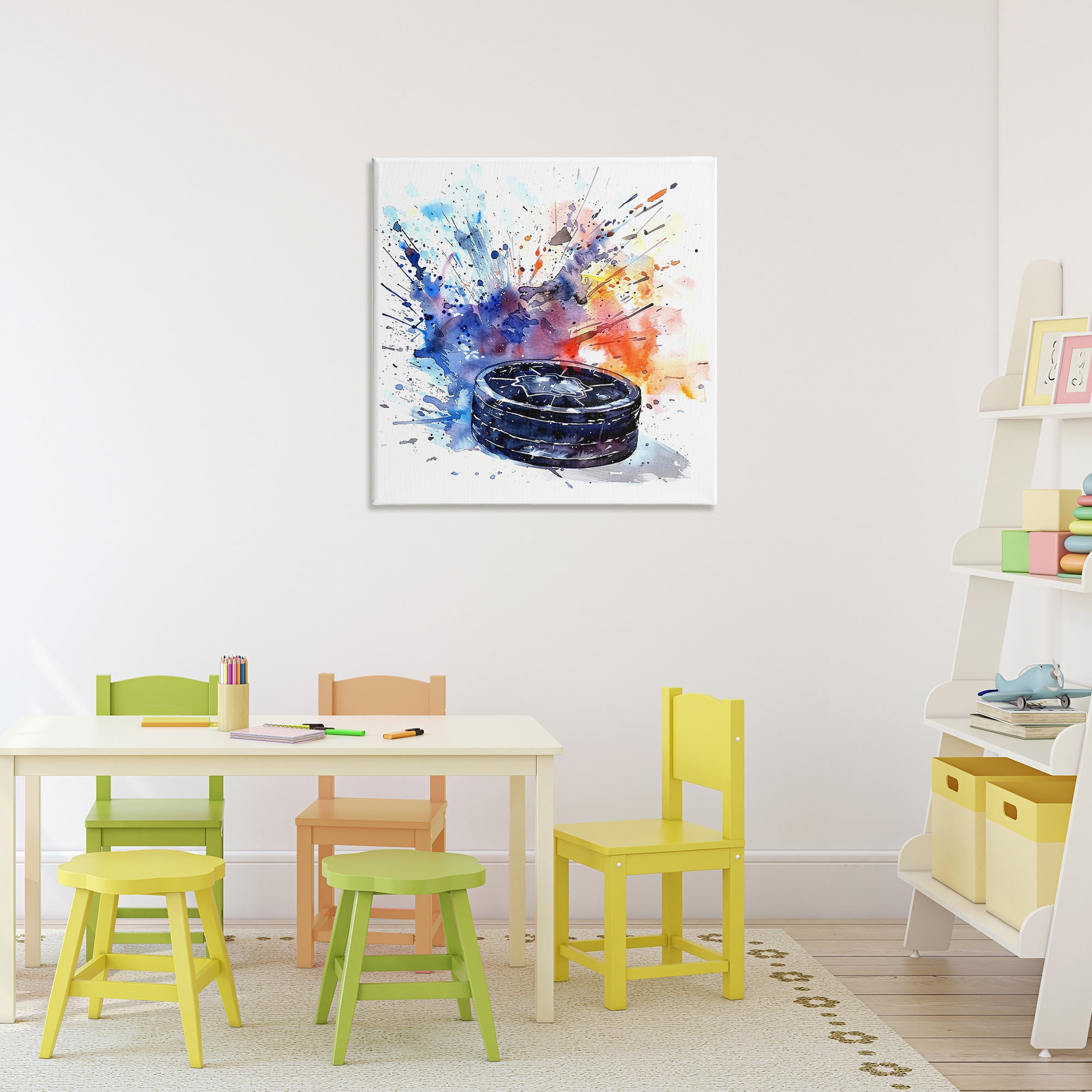 Stupell Industries Hockey Splash Watercolor Burst Canvas Wall Art, design by LSR Design Studio