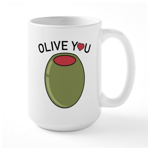 CafePress - Olive You Large Mug - 15 oz Ceramic Large White Novelty Mug