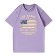 thumbnail image 4 of 250th Anniversary United States Flag Print T Shirt Loose Fit Short Sleeve Crewneck Top for Women Men 1776 2026 Semi Centennial Tee Purple 2XL, 4 of 5
