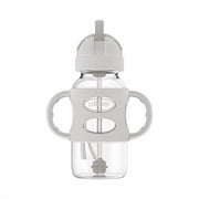 Dr. Brown's Milestones Wide-Neck Sippy Straw Bottle with Handles, 9oz/270ml, Gray/Green, 6m+, 2 Pack