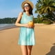 thumbnail image 3 of Fotbe Blue Marble Vestido de Verano sin Mangas para Mujer – Vestido Midi Línea A, Estilo Camiseta Floral, Vestido Playero Casual y Fluido, 3 of 7