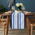 thumbnail image 2 of Sky Blue Stripe Table Runner - 90 Inch Long, Kitchen Dining Table Runner Dresser Scarves, Geometric Farmhouse Vertical Striped Farmhouse Decor for Coffee Tables Wedding Party Banquet, 2 of 8