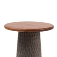 thumbnail image 5 of Hand-Carved Solid Wood Accent Table – Natural Mango Wood Side Table with Round Top for Living Room, Bedroom or Entryway – Boho Rustic Modern End Table Gray, 5 of 6