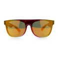thumbnail image 4 of Kids Size Tie Dye Color Flat Top Shield Horn Rim Plastic Sunglasses Red Green - Orange Mirror, 4 of 7
