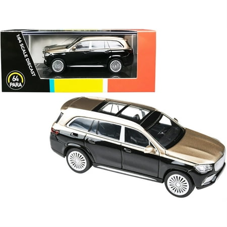 Mercedes-Maybach GLS 600 with Sunroof Kalahari Gold and Obsidian Black Metallic 1/64 Diecast Model Car by Paragon