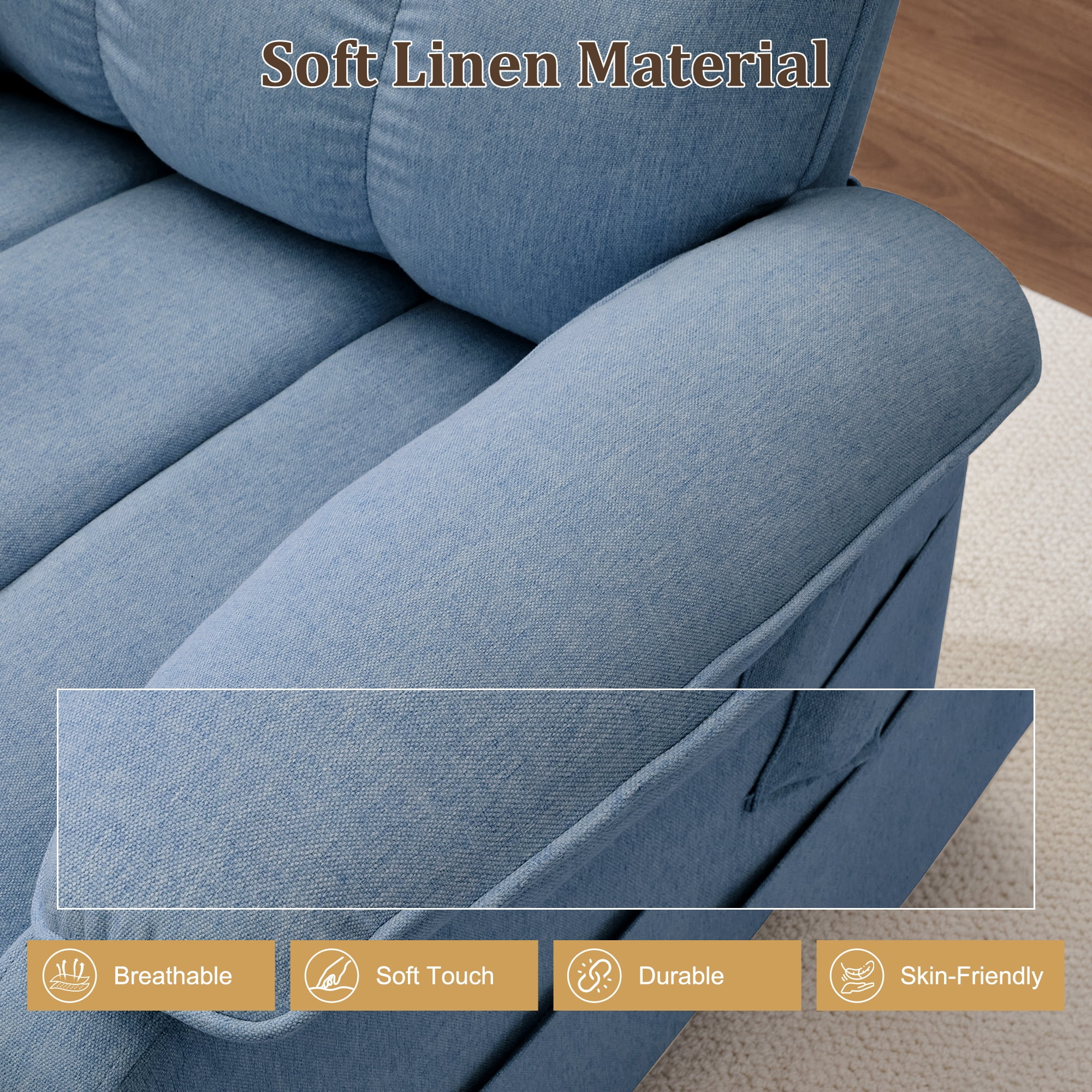 Korser Small Power Lift Recliner Chair for Elderly with Side Pockets Lift Chair for Small Spaces for Living Room,Linen,Blue