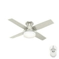 thumbnail image 3 of Hunter - Dempsey Indoor/Outdoor Low Profile Ceiling Fan With Light, Remote, 44-inch, Matte Nickel, Casual-style, 3-speed WhisperWind Motor, 50398, for porches, patios, sunrooms, bathrooms, 3 of 16
