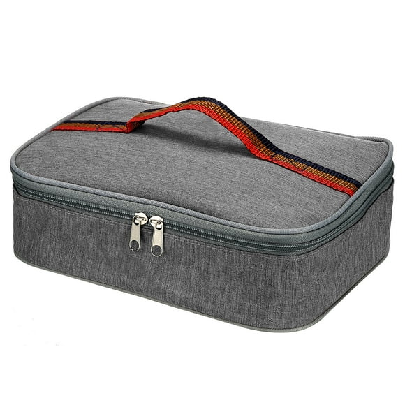 Uxcell 12"x9"x3" Bolsas de Almuerzo Aisladas Reutilizables Contenedores de Comida Bolsa Bento Plana Gris
