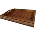 thumbnail image 3 of 18 Inch Handcrafted Rectangular Mango Wood Decorative Serving Tray, Rivet Accents, Metal Trim, Natural Brown - Saltoro Sherpi, 3 of 5