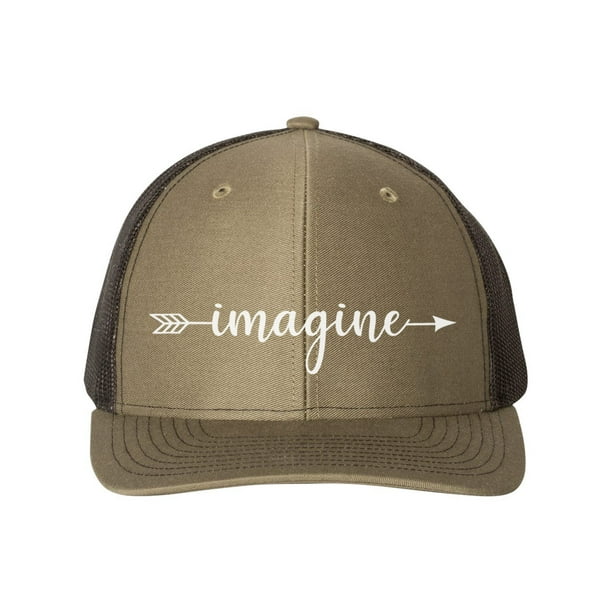 Imagine Hat Imagine Arrow Trucker Hat Trendy Hats Headwear 10 Different Colors Adjustable Snapback Caps Imagine Apparel White Text Loden Black Walmart Com