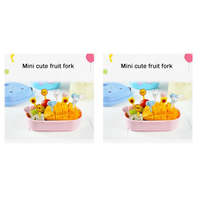 Inteprter Pack of 10 Children Fruit Fork Cake Vegetable Held Colorful Portable Preschool School Forks Decorative Hand Reusable 2piezas Inteprter CBP141532