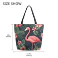 thumbnail image 5 of FORMRS Womens Canvas Tote Bag with Zipper Inner Pocket Shoulder Handbag, Red Flamingo Pattern, 5 of 7