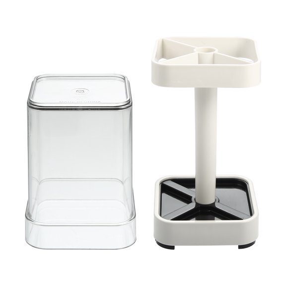 Unique Bargains Toothbrush Holder Stand with Cover with 3 Slots ABS for Bathroom for Toothpaste 1Pc White 8.86''x2.87''