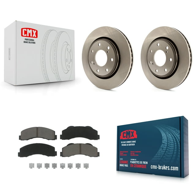 CMX Front Disc Brake Rotors and Ceramic Pads Kit for Car 2010-2014 Ford F-150 with 7 Lug Wheels K8C-100371