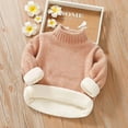 thumbnail image 2 of Odeerbi Sweater for Kids Autumn Winter Boys Girls Round Neck Pullover Plush Thickened Sweater Khaki, 2 of 6
