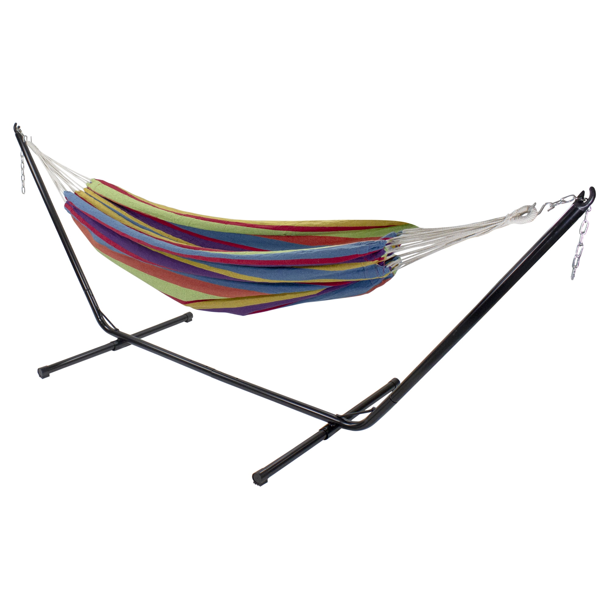 Northlight Striped Woven Two Person Brazilian Cotton Double Hammock - 72" x 57" - Multi-Color