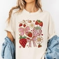 thumbnail image 2 of Strawberry Bow T-Shirt – Cute Pink Strawberry and Floral Graphic Tee, Coquette Aesthetic Gift, Sweet Summer Casual Shirt for Women and Girls, 2 of 7