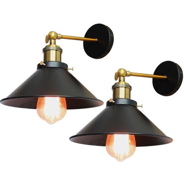 Juego de 2 lámparas de pared interiores retro luces industriales iluminación de hierro dormitorio pasillo restaurante negro