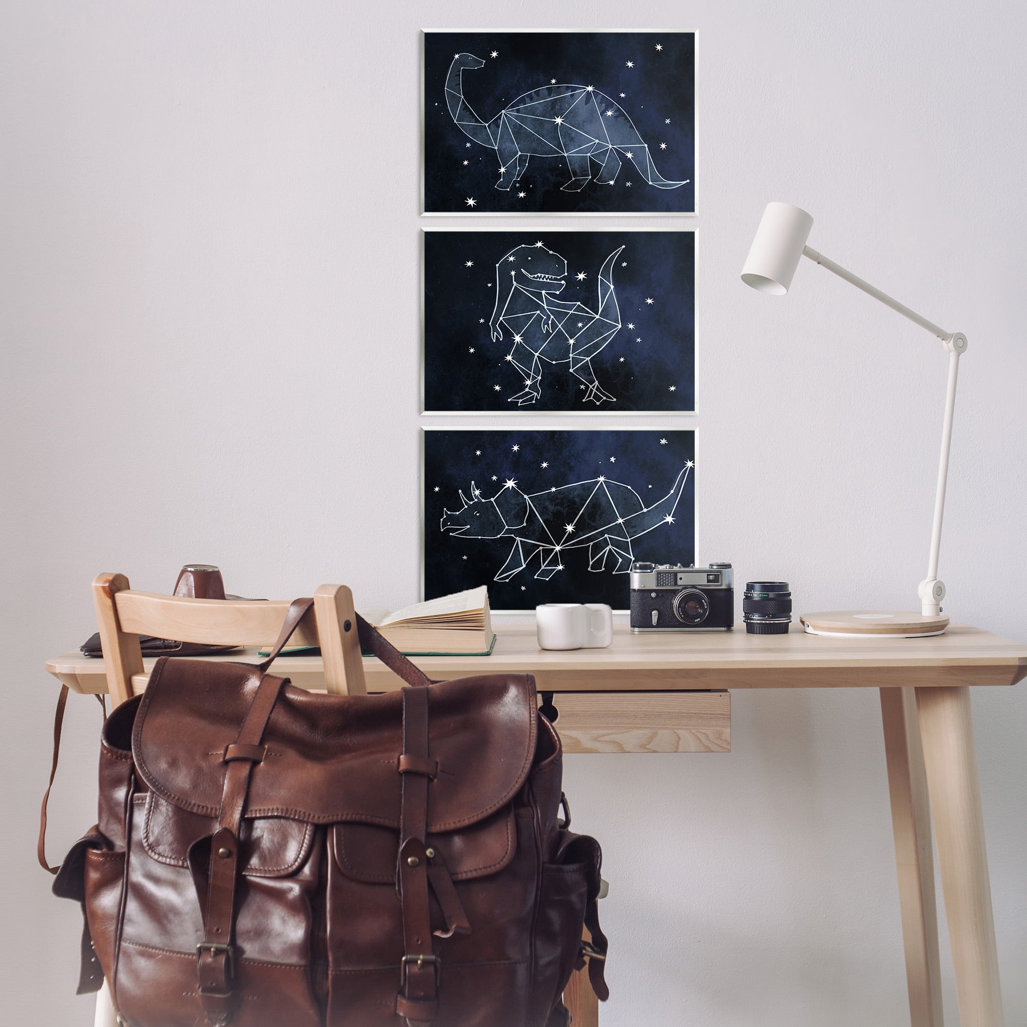Stupell Industries Night Sky Dinosaur Constellations Animals & Insects Painting Unframed Art Print Wall Art, 19 x 13, Set of 3